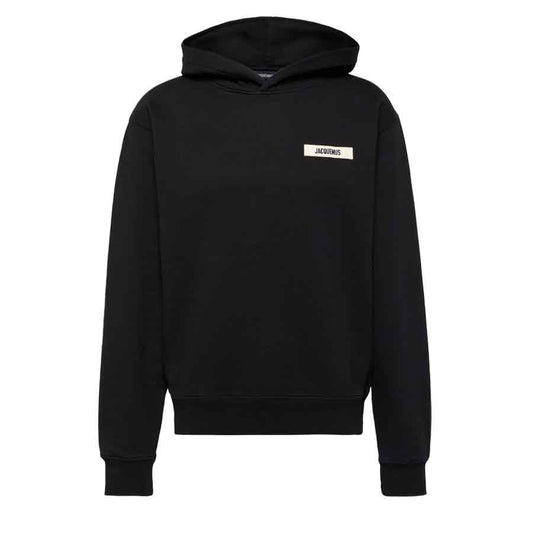 Jacquemus The Gros Grain Logo Hoodie in Black