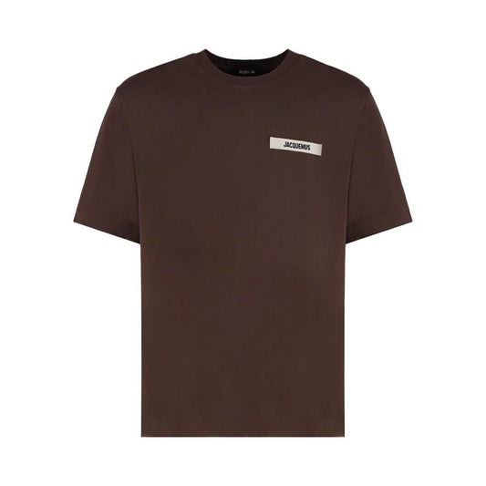 Jacquemus The Gros Grain Logo T-Shirt in BrownT-ShirtsJacquemusDPUS Designer Outlet3700943763020XSJacquemus The Gros Grain Logo T-Shirt in Brown