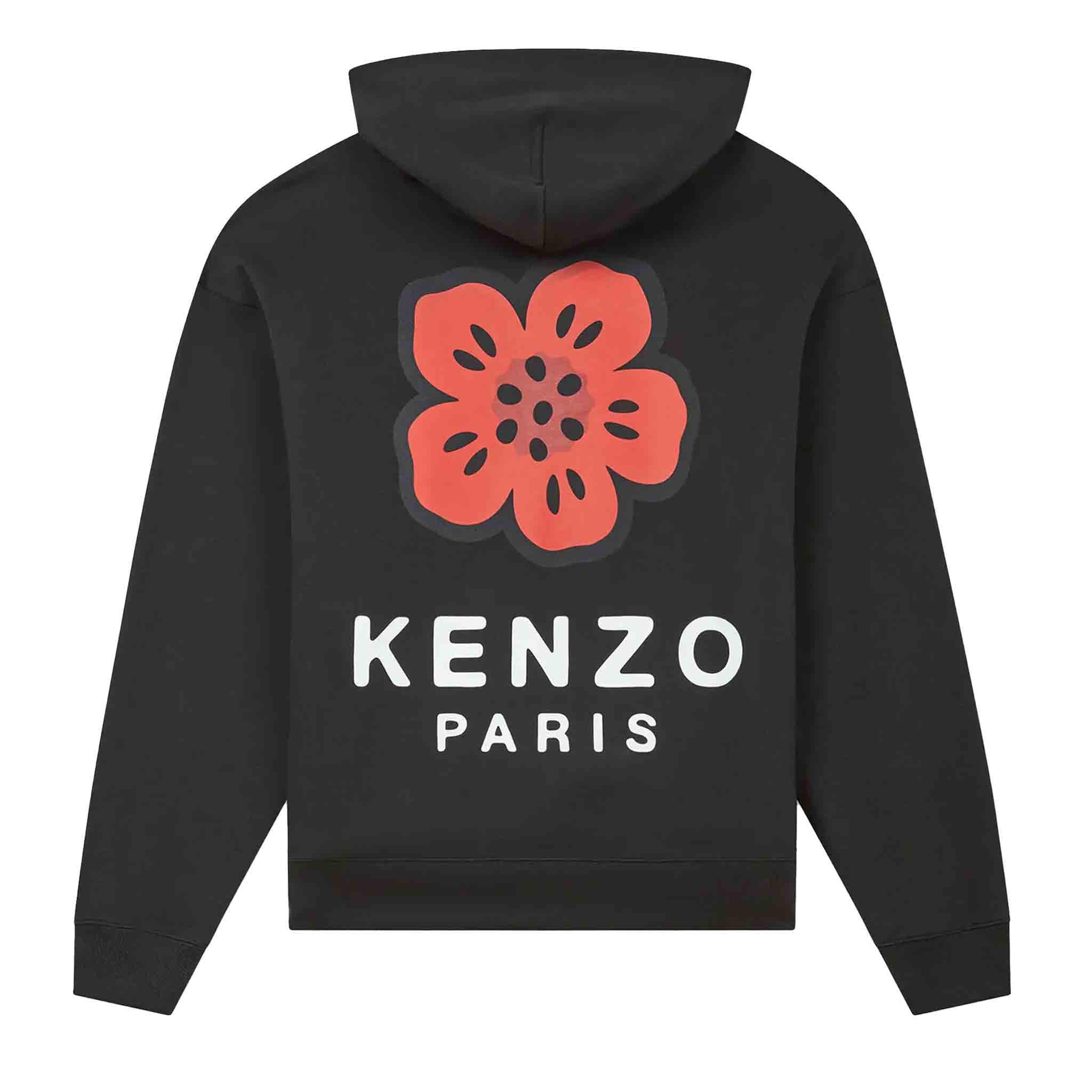 Kenzo Boke Flower Embroidered Oversized Hoodie in Black