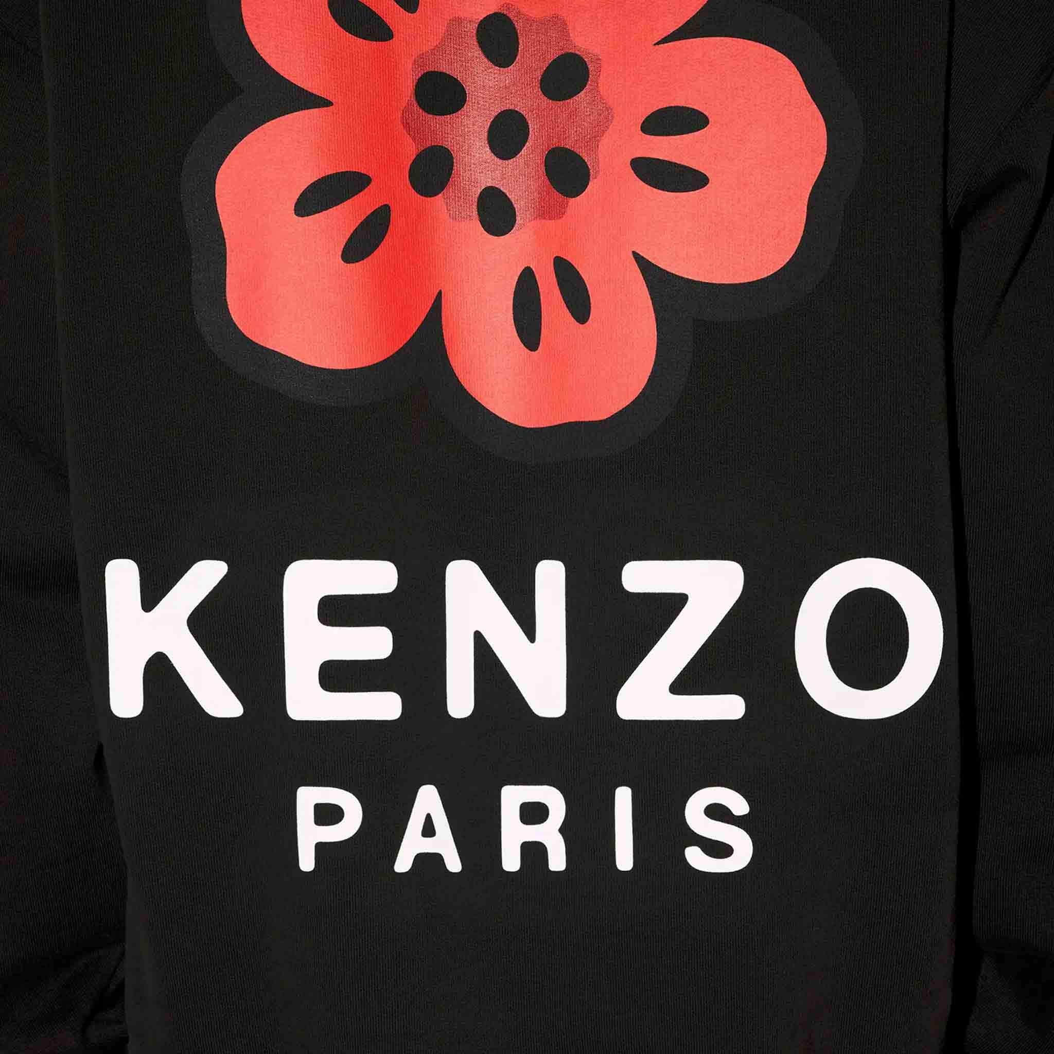 Kenzo Boke Flower Embroidered Oversized Hoodie in Black