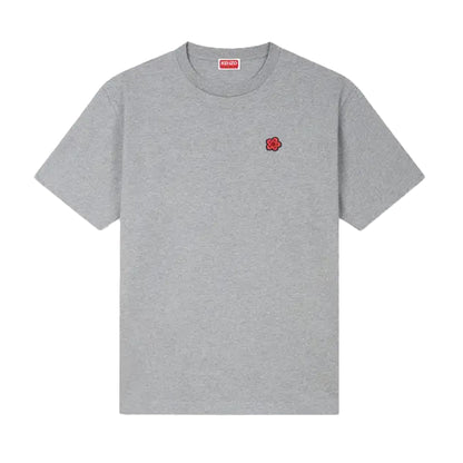 Kenzo Boke Flower Embroidered T-Shirt in Grey Melange
