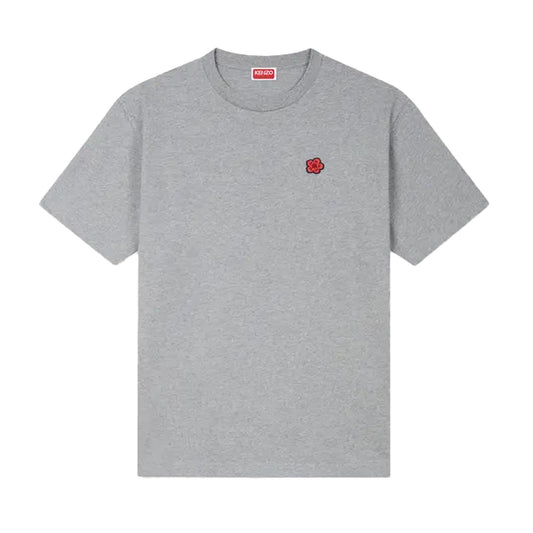 Kenzo Boke Flower Embroidered T-Shirt in Grey Melange