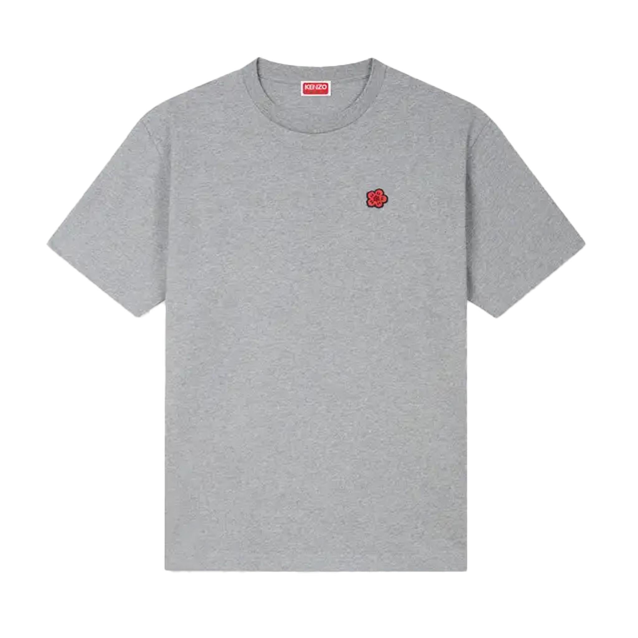 Kenzo Boke Flower Embroidered T-Shirt in Grey Melange