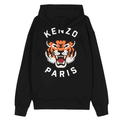 Kenzo Lucky Tiger Oversized Embroidered Hoodie in Black