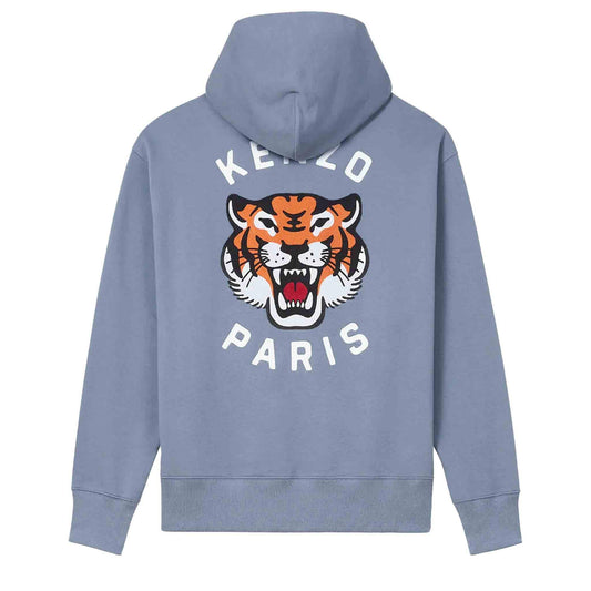 Kenzo Lucky Tiger Oversized Embroidered Hoodie in Blue