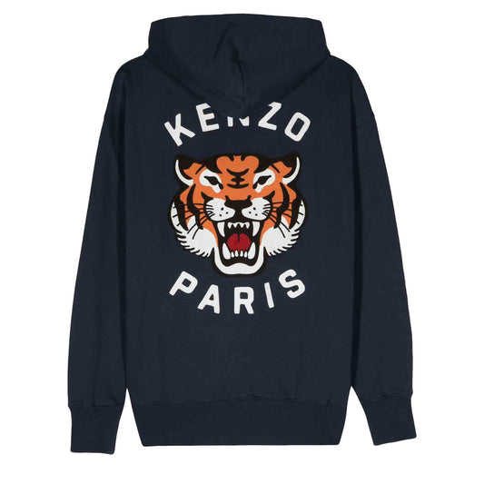 Kenzo Lucky Tiger Oversized Embroidered Hoodie in Navy