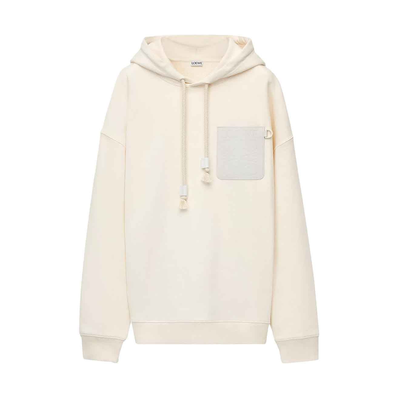 Loewe Anagram Patch Pocket Oversized Hoodie in White AshHoodiesLoeweDPUS Designer Outlet0010823037SLoewe Anagram Patch Pocket Oversized Hoodie in White Ash