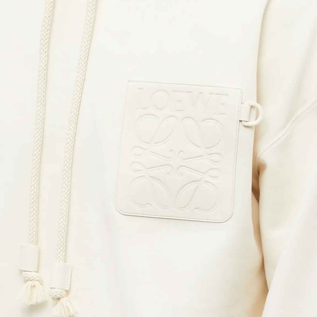 Loewe Anagram Patch Pocket Oversized Hoodie in White AshHoodiesLoeweDPUS Designer Outlet0010823037SLoewe Anagram Patch Pocket Oversized Hoodie in White Ash