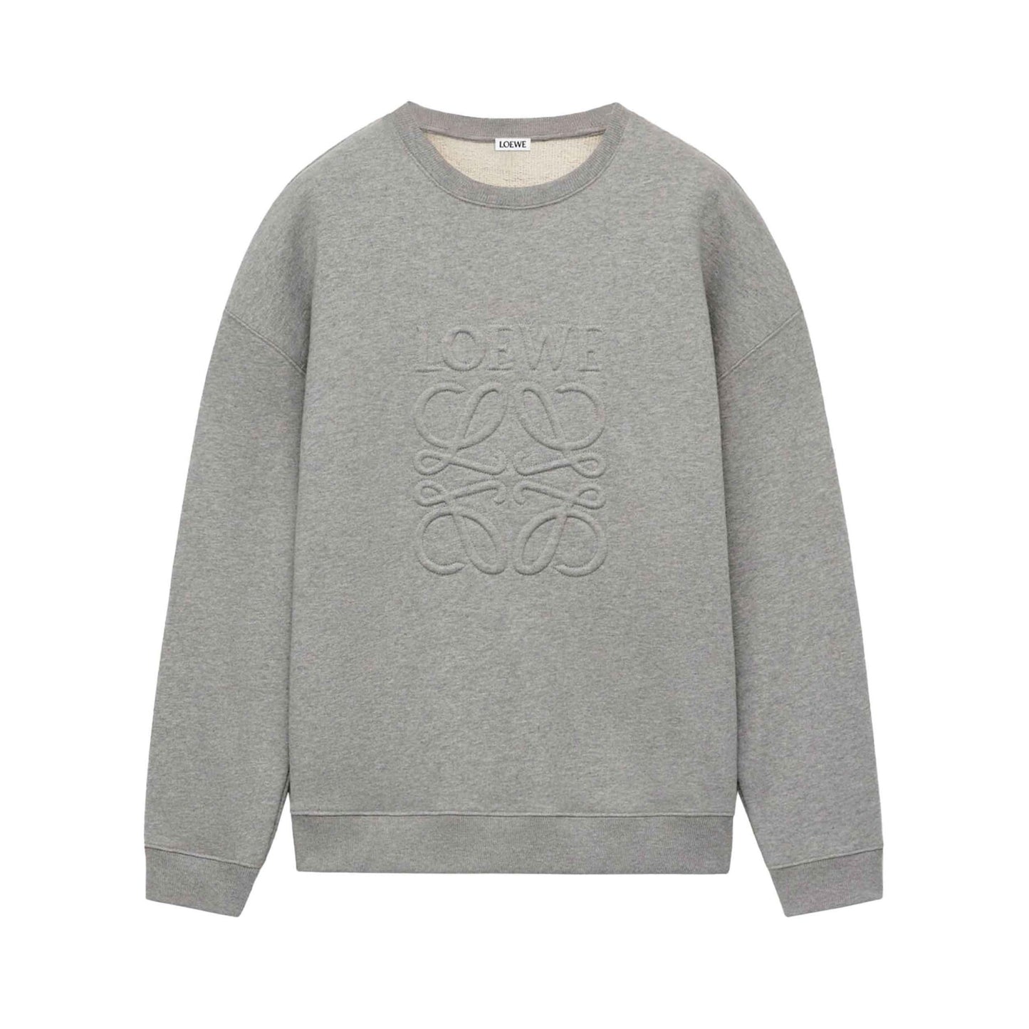 Loewe Anagram Tonal Logo Relaxed Fit Crewneck Sweatshirt in Grey Melange