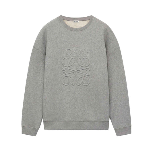 Loewe Anagram Tonal Logo Relaxed Fit Crewneck Sweatshirt in Grey Melange