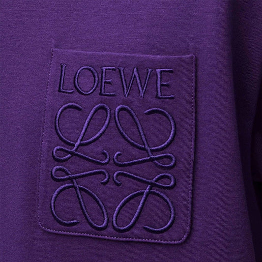 Loewe Pocket Tonal Logo Relaxed Fit T-Shirt - Cyclamen Profile