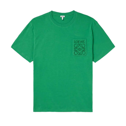 Loewe Relaxed Fit Tonal Pocket Logo T-Shirt in Tennis Green