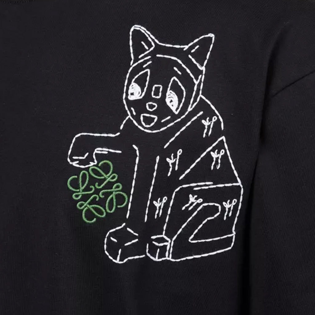 [Loewe] X Louis Wain Embroidered Lucky Cat Loose Fit T-ShirtT-ShirtsLoeweDPUS Designer Outlet0011398513BlackXS[Loewe] X Louis Wain Embroidered Lucky Cat Loose Fit T-Shirt