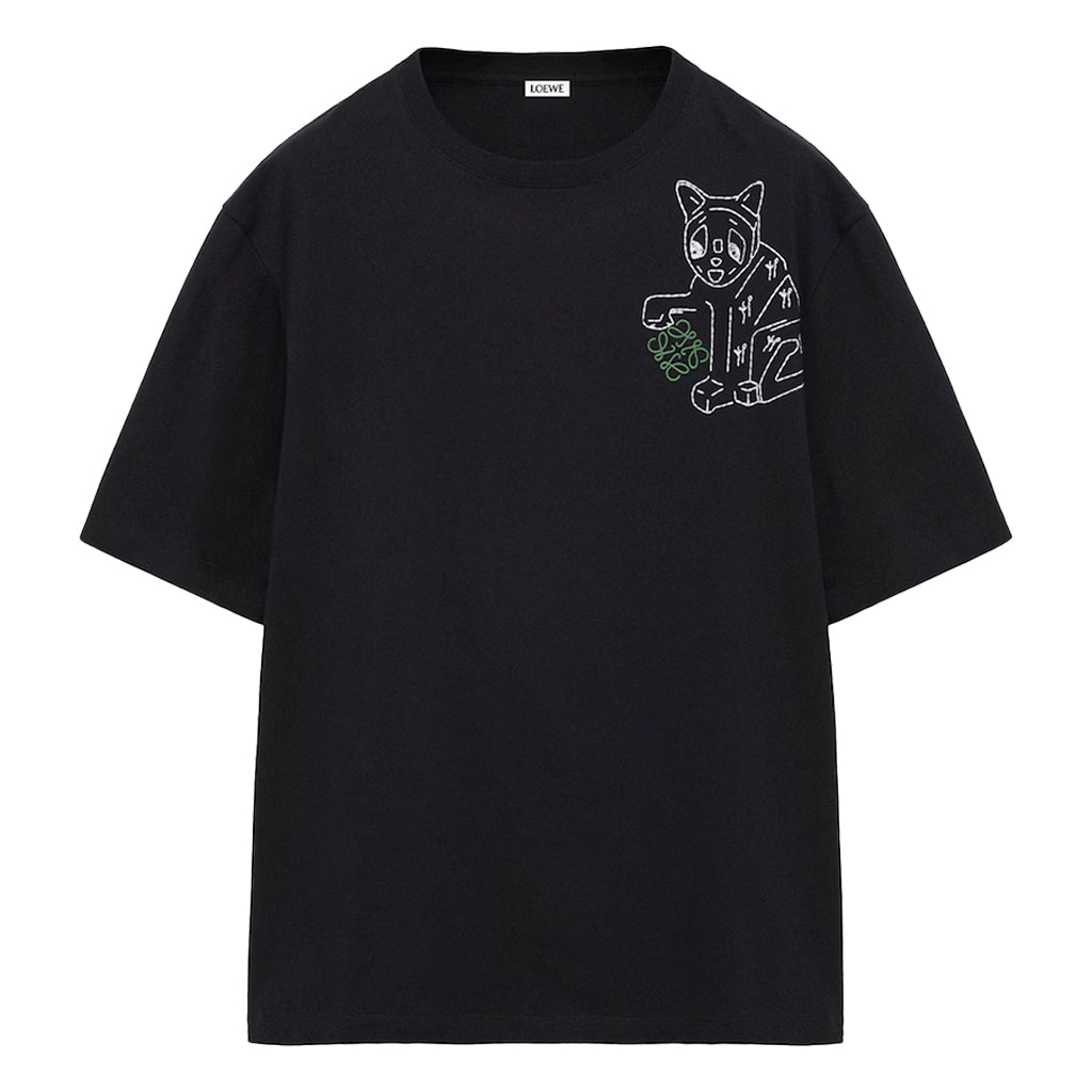 [Loewe] X Louis Wain Embroidered Lucky Cat Loose Fit T-ShirtT-ShirtsLoeweDPUS Designer Outlet0011398513BlackXS[Loewe] X Louis Wain Embroidered Lucky Cat Loose Fit T-Shirt