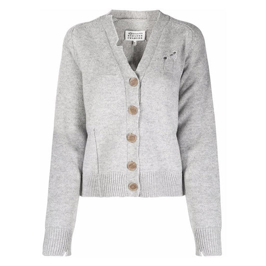 Maison Margiela Back Knotch Detail Distressed CardiganKnitwearMaison MargielaDPUS Designer Outlet8058260954290GraySMaison Margiela Back Knotch Detail Distressed Cardigan