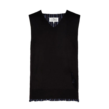 Maison Margiela Distressed Sleeveless Sweater CharcoalTopMaison MargielaDPUS Designer Outlet8054326436144BlackMMaison Margiela Distressed Sleeveless Sweater Charcoal
