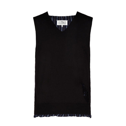 Maison Margiela Distressed Sleeveless Sweater CharcoalTopMaison MargielaDPUS Designer Outlet8054326436144BlackMMaison Margiela Distressed Sleeveless Sweater Charcoal