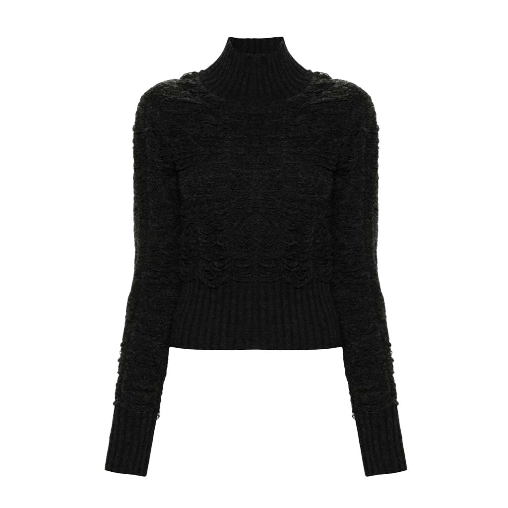 [Maison Margiela] MM6 Cropped Turtleneck Sweater Dark Grey MelangeMaison MargielaDPUS Designer Outlet8059039010391BlackM[Maison Margiela] MM6 Cropped Turtleneck Sweater Dark Grey Melange
