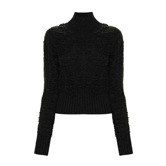 [Maison Margiela] MM6 Cropped Turtleneck Sweater Dark Grey MelangeMaison MargielaDPUS Designer Outlet8059039010391BlackM[Maison Margiela] MM6 Cropped Turtleneck Sweater Dark Grey Melange