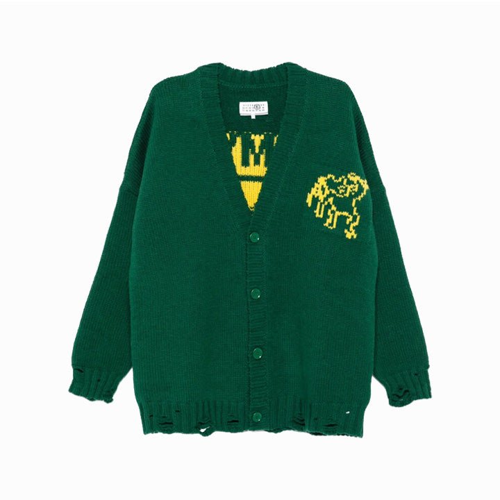 Maison Margiela MM6 Lost My Pet V - Neck Sweater Green YellowSweaterMaison MargielaDPUS Designer Outlet8059039217769GreenMMaison Margiela MM6 Lost My Pet V - Neck Sweater Green Yellow