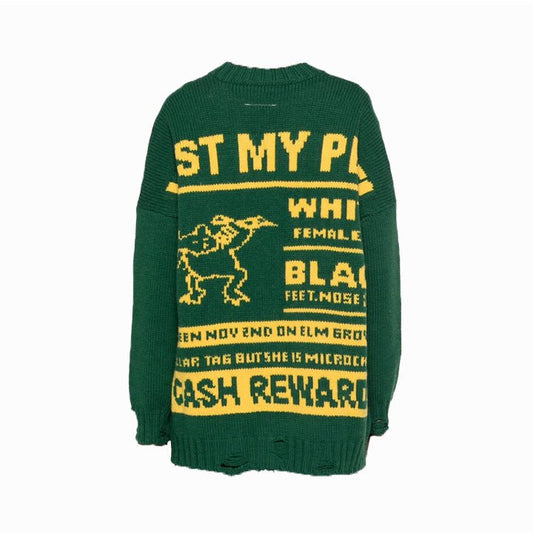 Maison Margiela MM6 Lost My Pet V - Neck Sweater Green YellowSweaterMaison MargielaDPUS Designer Outlet8059039217769GreenMMaison Margiela MM6 Lost My Pet V - Neck Sweater Green Yellow