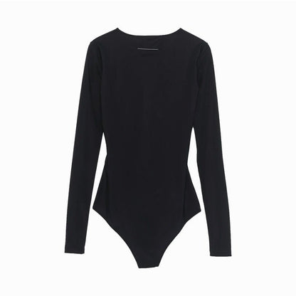 Maison Margiela MM6 Tech Fabric Logo Bodysuit BlackTopMaison MargielaDPUS Designer Outlet8053460162674BlackXSMaison Margiela MM6 Tech Fabric Logo Bodysuit Black