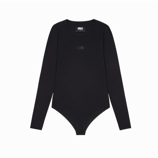 Maison Margiela MM6 Tech Fabric Logo Bodysuit BlackTopMaison MargielaDPUS Designer Outlet8053460162674BlackXSMaison Margiela MM6 Tech Fabric Logo Bodysuit Black