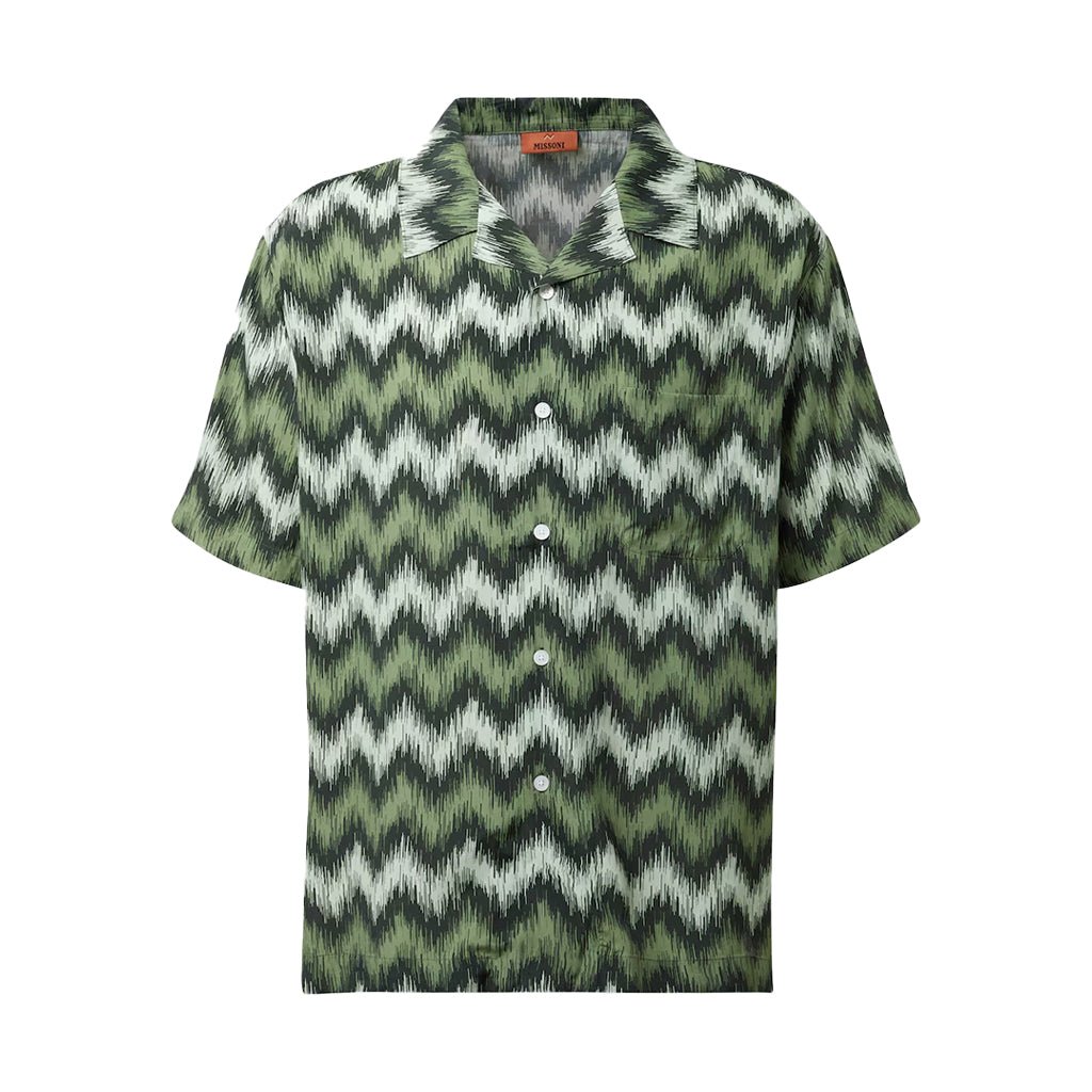 Missoni Disturbed Frequency Zigzag Bowling ShirtShirtMissoniDPUS Designer Outlet8053147487229GreenSMissoni Disturbed Frequency Zigzag Bowling Shirt