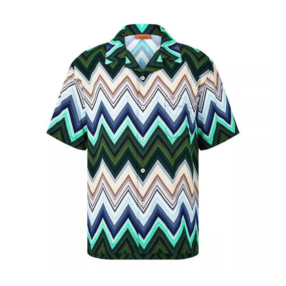Missoni Gradient Zig Zag Bowling ShirtShirtsMissoniDPUS Designer Outlet8053147501857GreenMMissoni Gradient Zig Zag Bowling Shirt