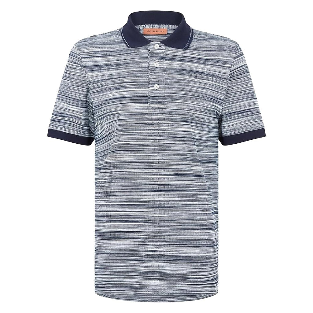 Missoni Striped Contrast Collar Polo Shirt Space DyedT-ShirtMissoniDPUS Designer OutletUC22W201-BJ001G-F701A-S8051575599378Navy/WhiteSMissoni Striped Contrast Collar Polo Shirt Space Dyed