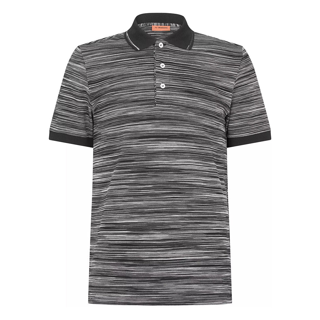 Missoni Striped Contrast Collar Polo ShirtPolosMissoniDPUS Designer Outlet8051575599385Space Dyed Black WhiteSMissoni Striped Contrast Collar Polo Shirt