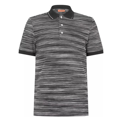 Missoni Striped Contrast Collar Polo ShirtPolosMissoniDPUS Designer Outlet8051575599385Space Dyed Black WhiteSMissoni Striped Contrast Collar Polo Shirt