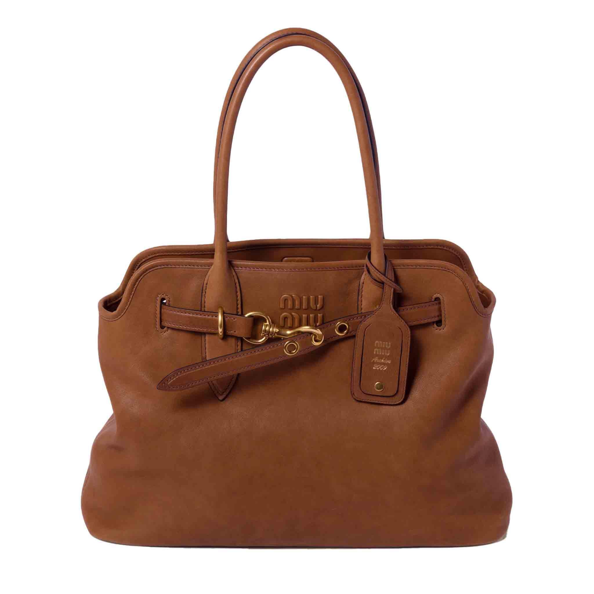 Miu Miu Aventure Leather Medium Bag in TanBagsMiu MiuDPUS Designer Outlet154497115867Miu Miu Aventure Leather Medium Bag in Tan
