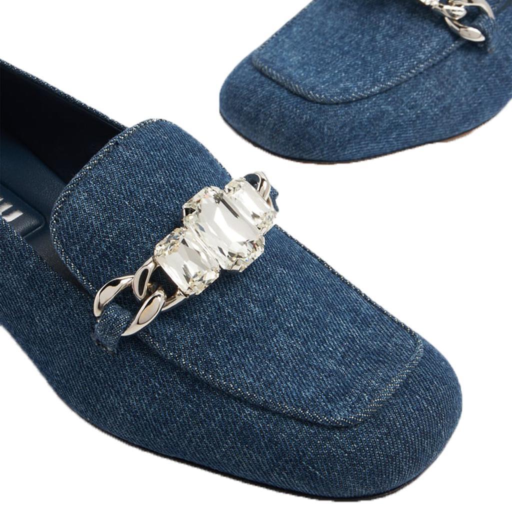 Miu Miu Cystal Embellished Denim Mule