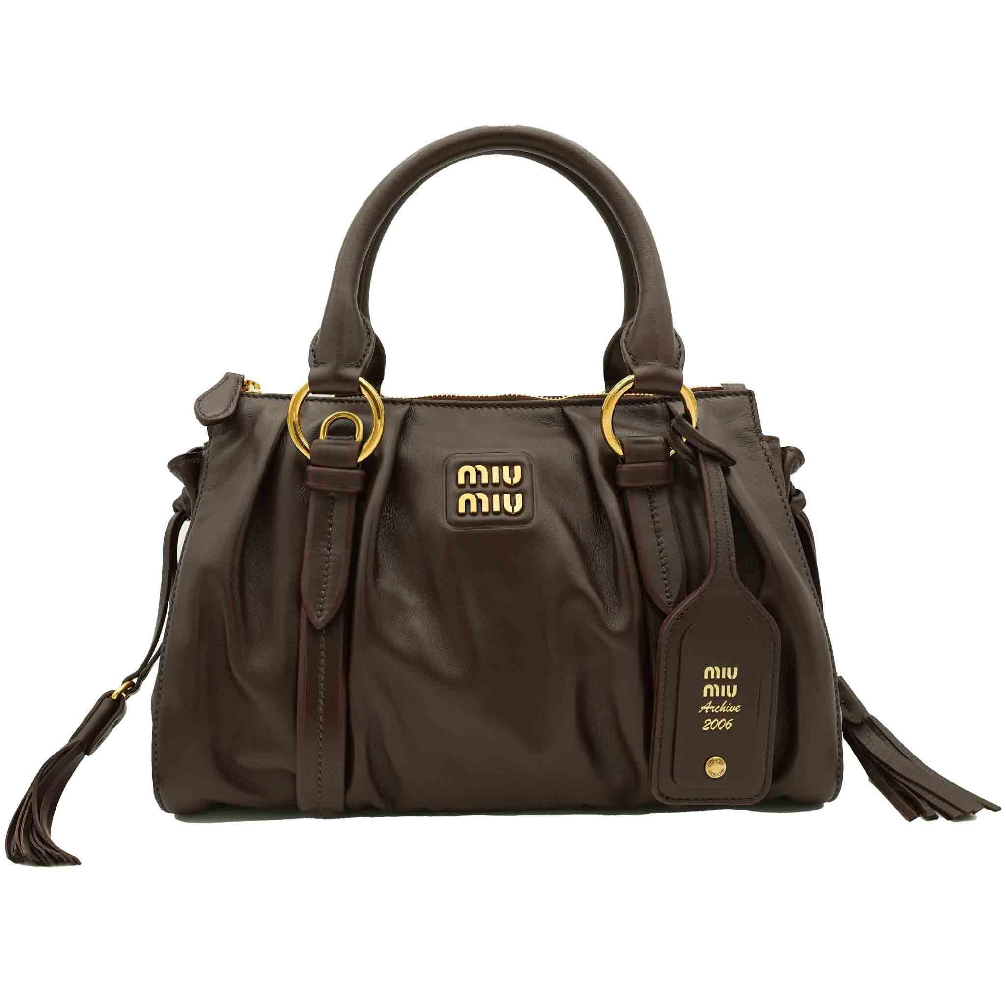 Miu Miu Joie Bag in Nappa Brown LeatherBagsMiu MiuDPUS Designer Outlet8059651711201Miu Miu Joie Bag in Nappa Brown Leather