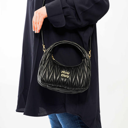 [Miu Miu] Wander Matelassé Nappa Leather HoboBagsMiu MiuDPUS Designer Outlet1541222048368050242532038Black[Miu Miu] Wander Matelassé Nappa Leather Hobo