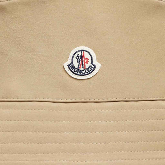 Moncler Cotton Blend Bucket Hat in Beige