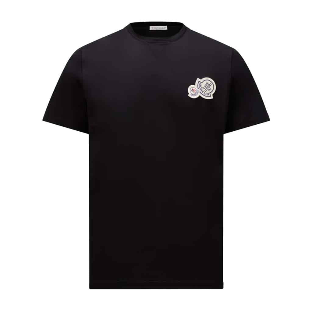 Moncler Double Logo Patch Cotton T-Shirt in BlackT-ShirtsMonclerDPUS Designer OutletSMoncler Double Logo Patch Cotton T-Shirt in Black