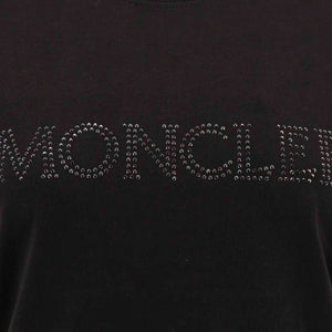 Moncler Ladies Crystal - Embellished Logo in BlackT-ShirtsMonclerDPUS8053875797362XSMoncler Ladies Crystal - Embellished Logo in Black