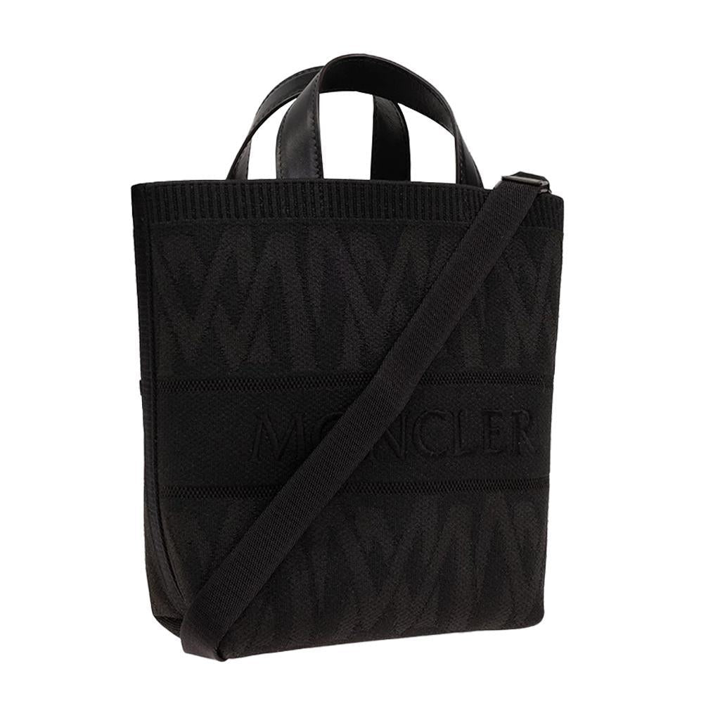 Moncler Logo Jacquard Knit Tote Bag in BlackMonclerDPUS Designer Outlet203001213738053875851729Moncler Logo Jacquard Knit Tote Bag in Black