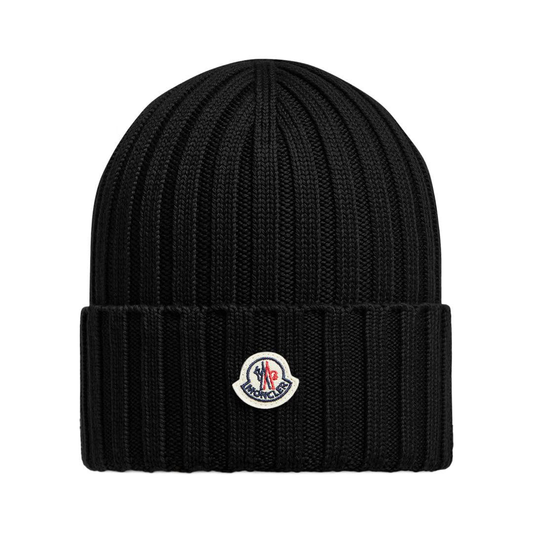 Moncler Ribbed Beanie in BlackHatsMonclerDPUS Designer Outlet8050592606618UNIMoncler Ribbed Beanie in Black