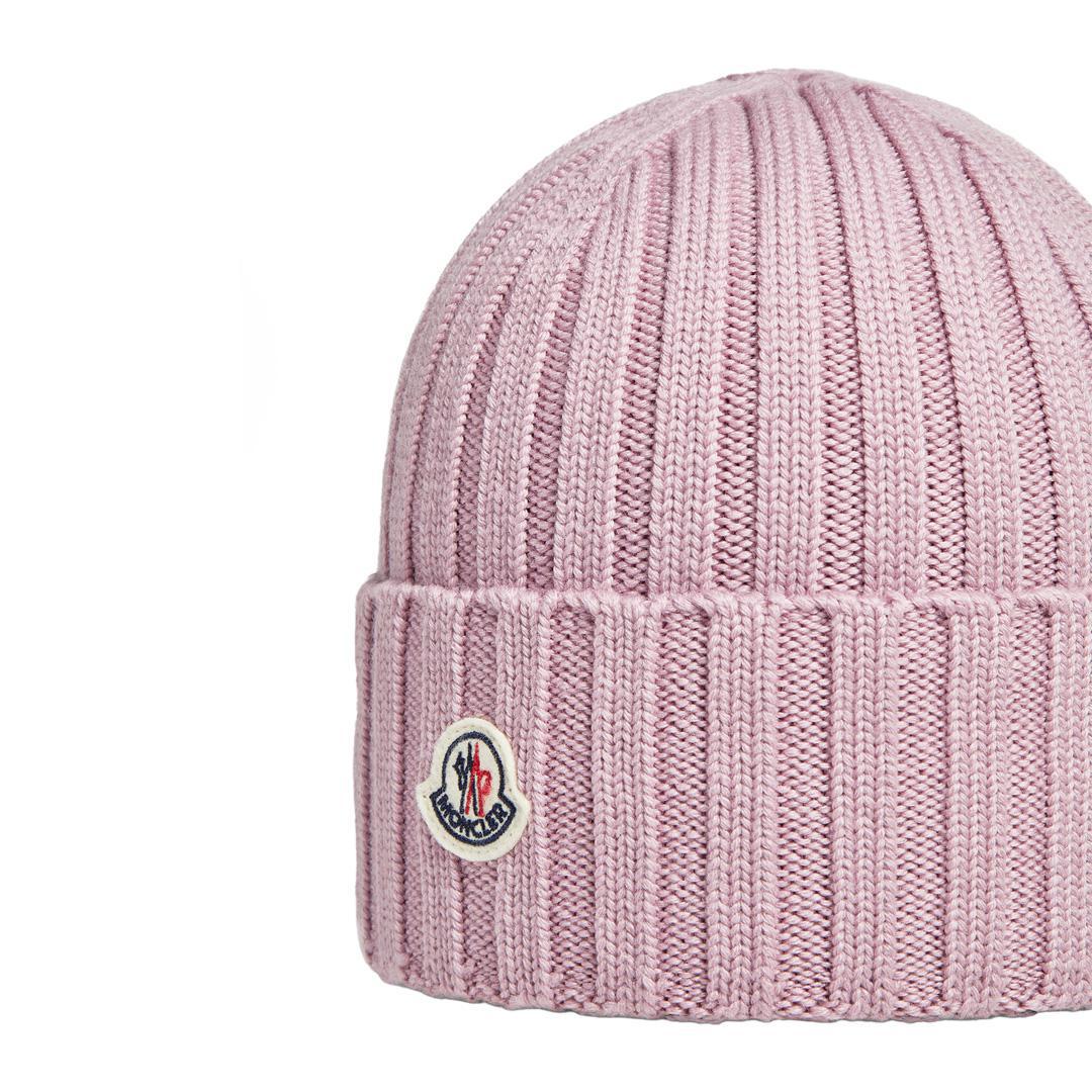 Moncler Ribbed Beanie in PinkHatsMonclerDPUS Designer Outlet8050592925764UNIMoncler Ribbed Beanie in Pink