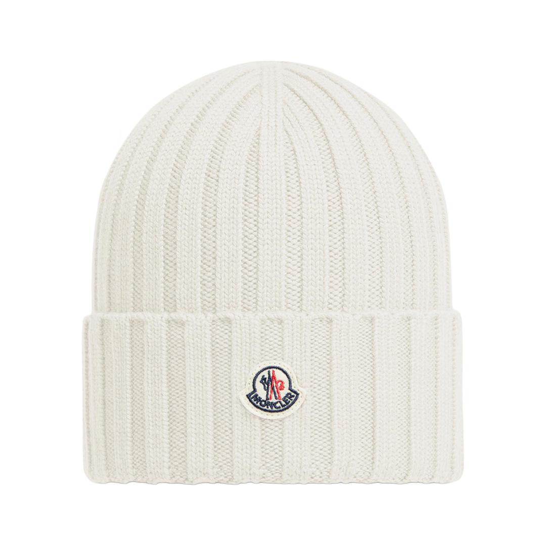 Moncler Ribbed Beanie in WhiteHatsMonclerDPUS Designer Outlet8050592606601UNIMoncler Ribbed Beanie in White