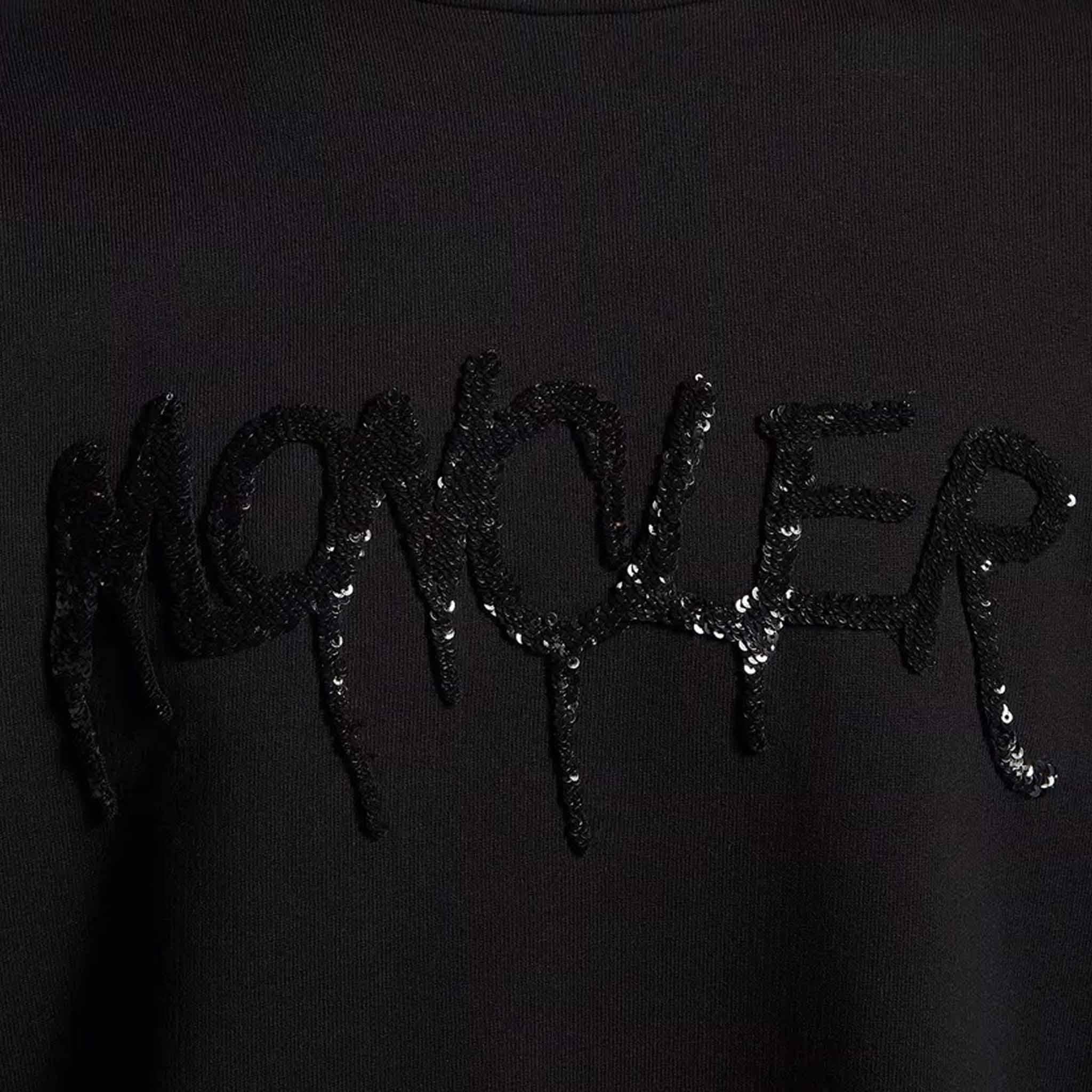 Moncler Sequin Logo Crewneck Sweatshirt in BlackMonclerDPUS Designer Outlet203001214578053875878764SMoncler Sequin Logo Crewneck Sweatshirt in Black