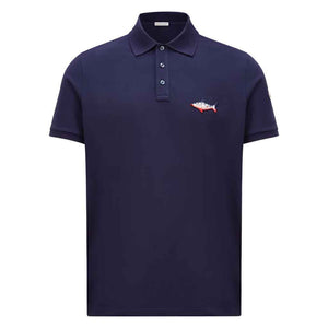 Moncler Shark Patch Cotton Piquet Polo in NavyT-ShirtsMonclerDPUS Designer OutletSMoncler Shark Patch Cotton Piquet Polo in Navy