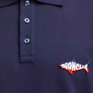 Moncler Shark Patch Cotton Piquet Polo in NavyT-ShirtsMonclerDPUS Designer OutletSMoncler Shark Patch Cotton Piquet Polo in Navy