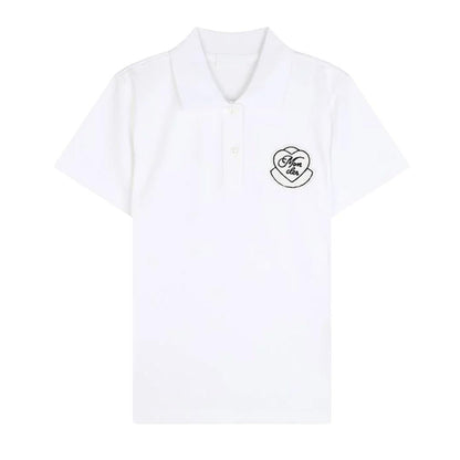 Moncler Women's Heart Logo Patch Polo in WhitePolosMonclerDPUS Designer Outlet8053813059996XSMoncler Women's Heart Logo Patch Polo in White