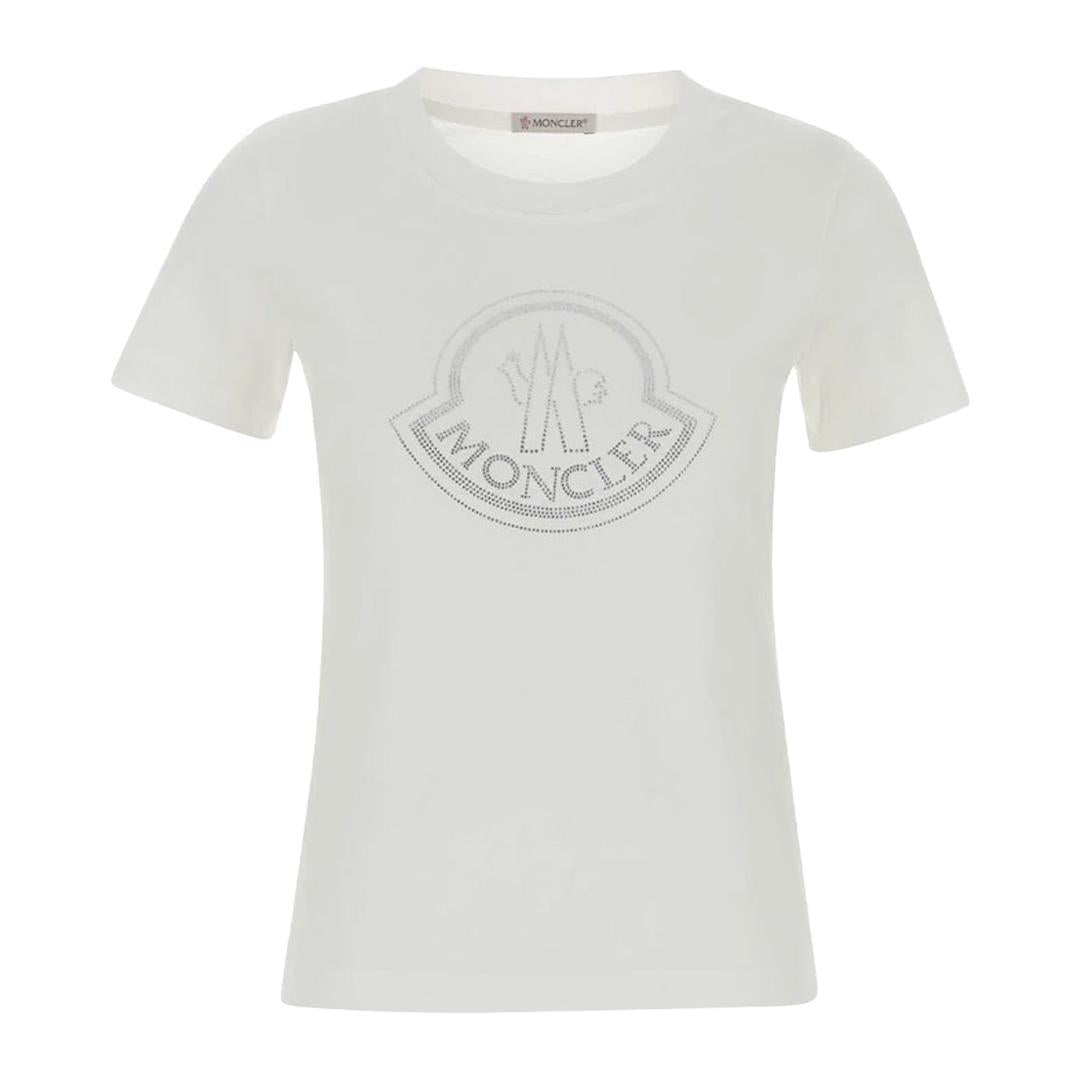 Moncler Women's Logo Embellished T-Shirt in WhiteT-ShirtsMonclerDPUS Designer Outlet8050592982095XSMoncler Women's Logo Embellished T-Shirt in White