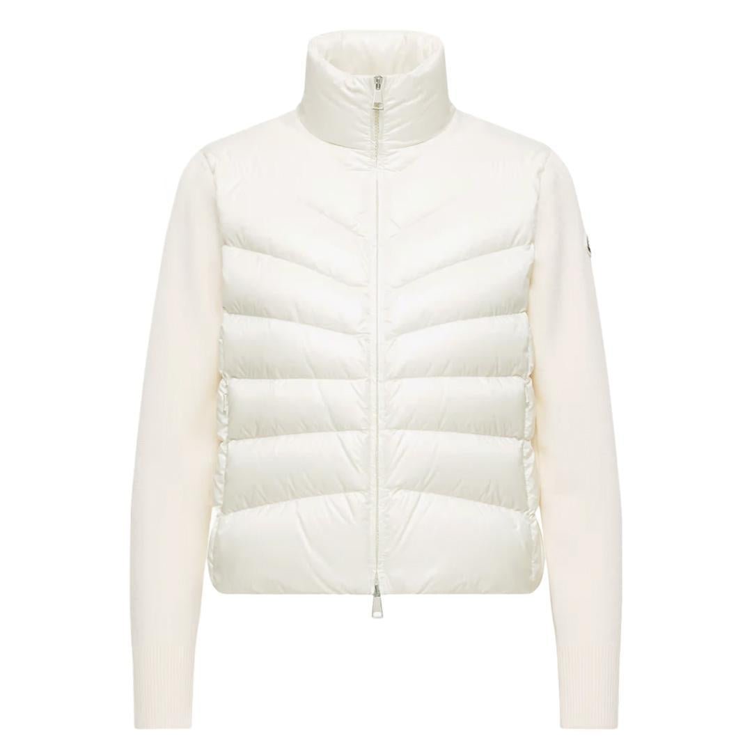 Moncler Women's Padded Wool Zip Cardigan in WhiteCoats & JacketsMonclerDPUS Designer Outlet8050592606489SMoncler Women's Padded Wool Zip Cardigan in White