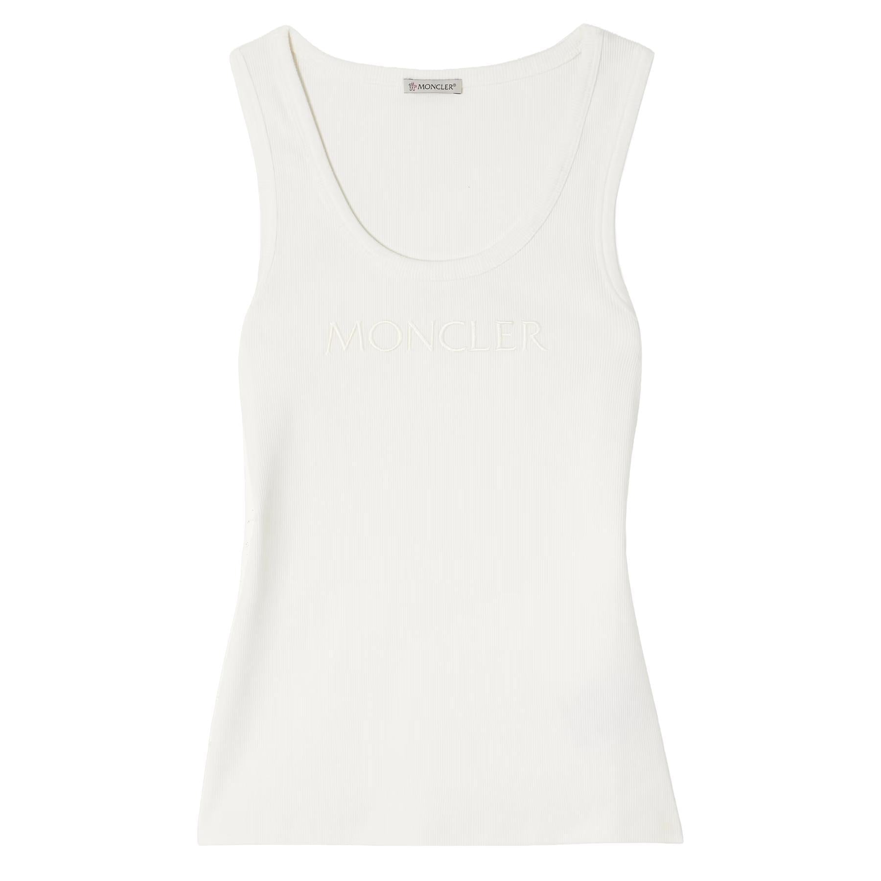 Moncler Women's Ribbed Logo Vest in WhiteMonclerDPUS Designer Outlet203001214958055724377831MMoncler Women's Ribbed Logo Vest in White